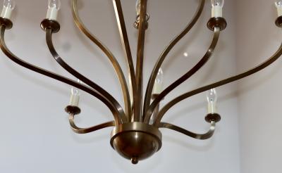 Hart Associates Associates 1970s Patinated Brass 12 Arm Chandelier Attributed To Hart Associates