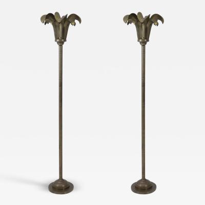 Hart Associates Brass Palm Frond Floor Lamps Hart Associates 1980