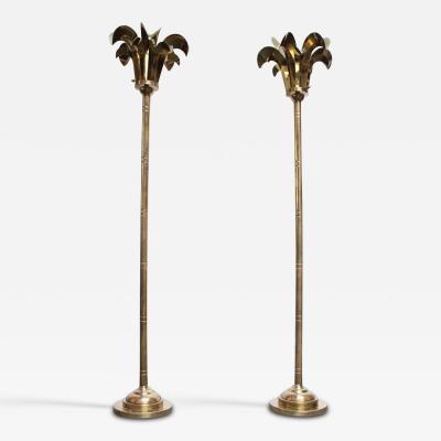 Hart Associates Pair of Vintage Brass Palm Tree Frond Floor Lamps by Hart Associates
