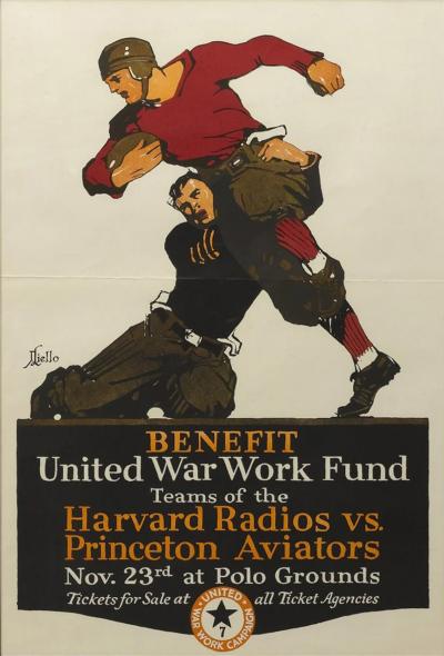 Harvard Radios vs Princeton Aviators Vintage War Effort Football Poster