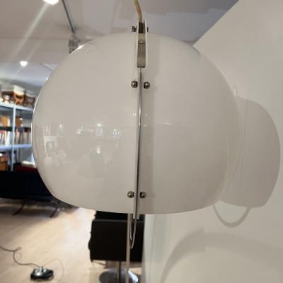 Harvey Guzzini Arc Floor Lamp by Guzzini Aluminum Travertine Italy circa 1970