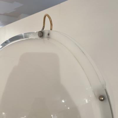 Harvey Guzzini Arc Floor Lamp by Guzzini Aluminum Travertine Italy circa 1970