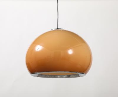 Harvey Guzzini Harvey Guzzini Caramel Brown Space Age Pendant Chandelier Italy circa 1970