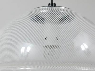 Harvey Guzzini Harvey Guzzini Post Modern Striped Op Art Globe Pendant Lamp by Meblo 1970s