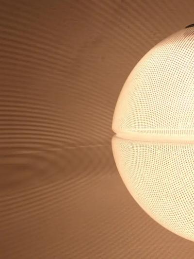 Harvey Guzzini Harvey Guzzini Post Modern Striped Op Art Globe Pendant Lamp by Meblo 1970s