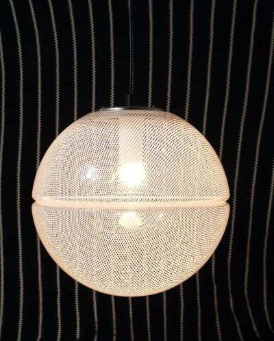 Harvey Guzzini Harvey Guzzini Post Modern Striped Op Art Globe Pendant Lamp by Meblo 1970s