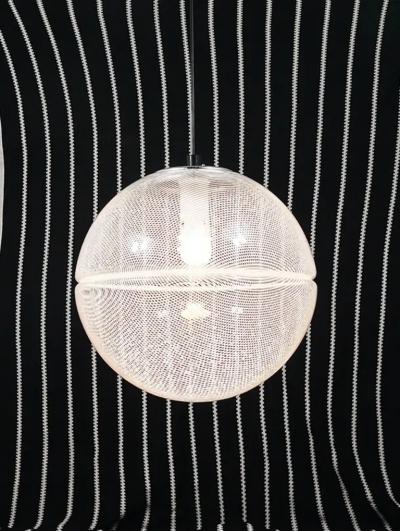 Harvey Guzzini Harvey Guzzini Post Modern Striped Op Art Globe Pendant Lamp by Meblo 1970s