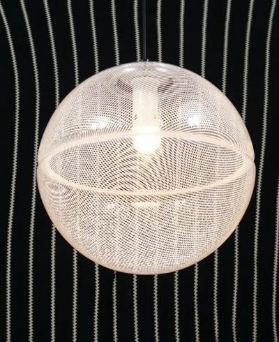 Harvey Guzzini Harvey Guzzini Post Modern Striped Op Art Globe Pendant Lamp by Meblo 1970s
