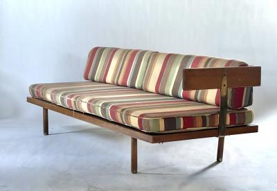 Harvey Probber Day Bed designed by Harvey Prober walnut and brass