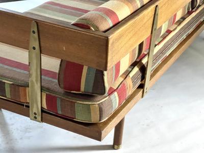 Harvey Probber Day Bed designed by Harvey Prober walnut and brass