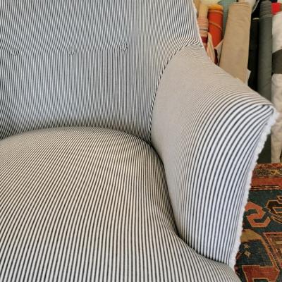 Harvey Probber Drexel Faux Shearling Ticking Swivel Chair