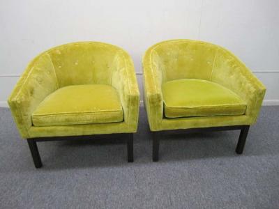 Harvey Probber Fabulous Pair Harvey Probber Style Barrel Back Lounge Chairs Mid century Modern