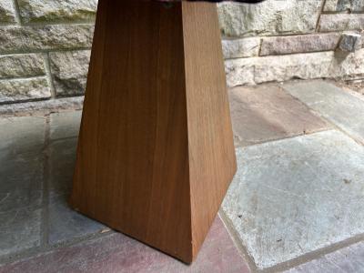 Harvey Probber Fantastic Pair Harvey Probber style Triangular Walnut Base Stools Mid Century