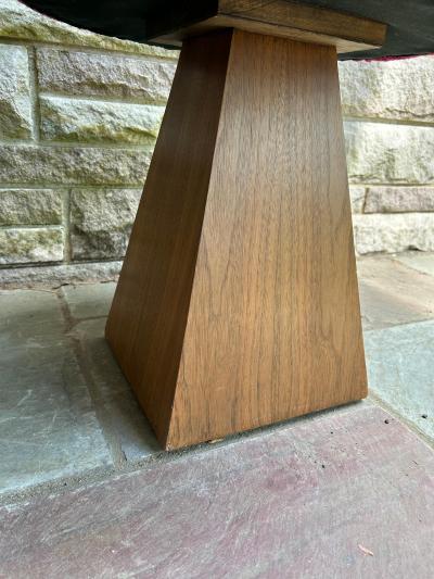 Harvey Probber Fantastic Pair Harvey Probber style Triangular Walnut Base Stools Mid Century