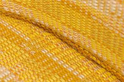 Harvey Probber Gondola Mahogany and Gold Woven Upholstery Pull Up Side Chair