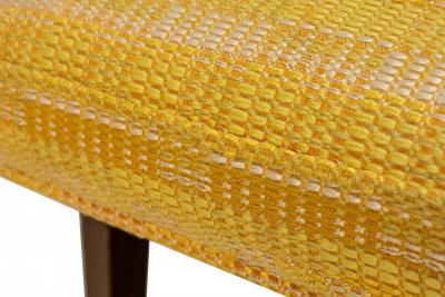 Harvey Probber Gondola Mahogany and Gold Woven Upholstery Pull Up Side Chair