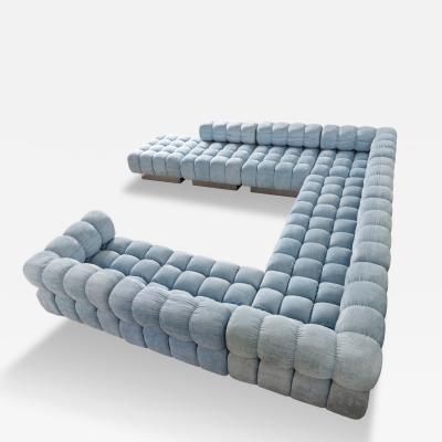Harvey Probber Harvey Probber 9 Seat Deep Tuft Sectional Sofa with Chrome Plinth Base 1970s