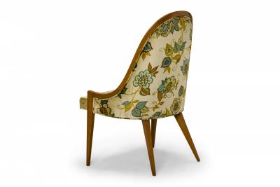 Harvey Probber Harvey Probber American Floral Print Gondola Mahogany Pull Up Side Chairs
