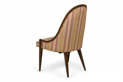 Harvey Probber Harvey Probber American Gondola Wood and Striped Upholstery Side Chair