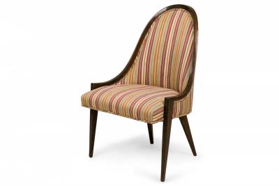 Harvey Probber Harvey Probber American Gondola Wood and Striped Upholstery Side Chair