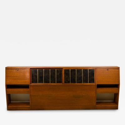 Harvey Probber Harvey Probber American Mid Century Queen Size Wooden Storage Headboard