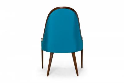 Harvey Probber Harvey Probber American Peacock Blue Gondola Mahogany Pull Up Side Chairs
