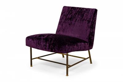 Harvey Probber Harvey Probber American Purple Velour and Brass Slipper Chair