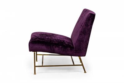 Harvey Probber Harvey Probber American Purple Velour and Brass Slipper Chair