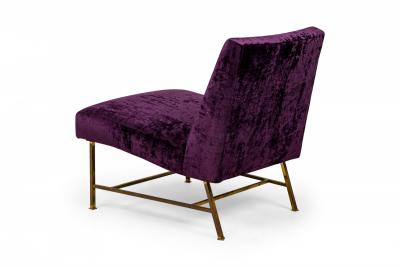 Harvey Probber Harvey Probber American Purple Velour and Brass Slipper Chair