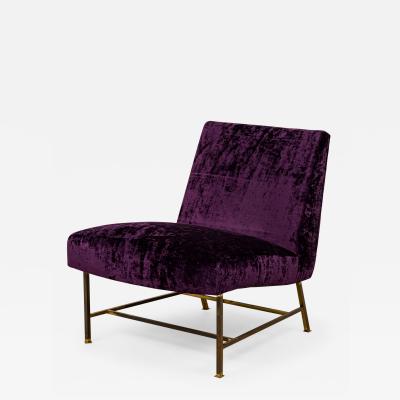 Harvey Probber Harvey Probber American Purple Velour and Brass Slipper Chair