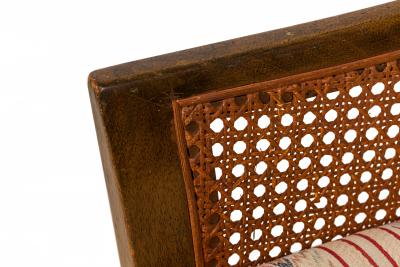 Harvey Probber Harvey Probber American Wood Caning and Striped Upholstery Armchair