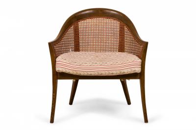 Harvey Probber Harvey Probber American Wood Caning and Striped Upholstery Armchair