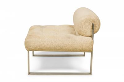 Harvey Probber Harvey Probber AmericanAluminum and Beige FabricSlipper Side Chair