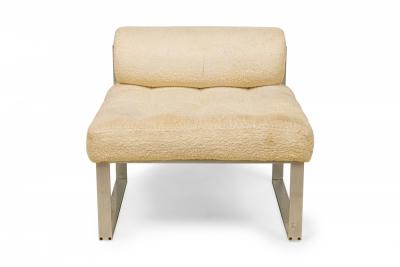 Harvey Probber Harvey Probber AmericanAluminum and Beige FabricSlipper Side Chair