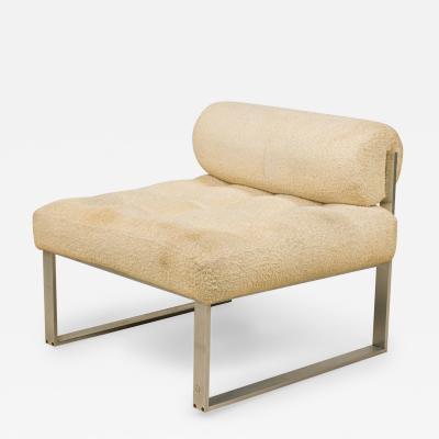Harvey Probber Harvey Probber AmericanAluminum and Beige FabricSlipper Side Chair