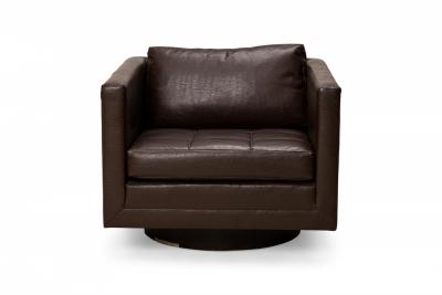 Harvey Probber Harvey Probber AmericanBrown VinylSwivel Cube Lounge Armchair
