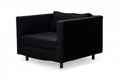 Harvey Probber Harvey Probber AmericanCube Form Black Textured FabricLounge Armchair