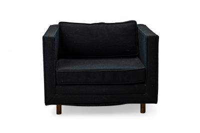 Harvey Probber Harvey Probber AmericanCube Form Black Textured FabricLounge Armchair