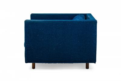 Harvey Probber Harvey Probber AmericanCube Form Blue Textured FabricLounge Armchair