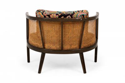 Harvey Probber Harvey Probber AmericanWood Caning and Paisley FabricHoop Lounge Chair