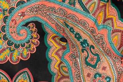 Harvey Probber Harvey Probber AmericanWood Caning and Paisley FabricHoop Lounge Chair