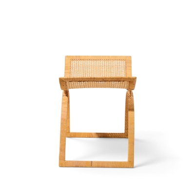 Harvey Probber Harvey Probber Artisan Collection Mid Century Rattan Over Steel Stools Pair