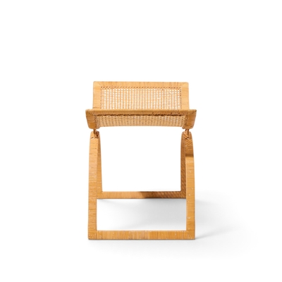 Harvey Probber Harvey Probber Artisan Collection Mid Century Rattan Over Steel Stools Pair