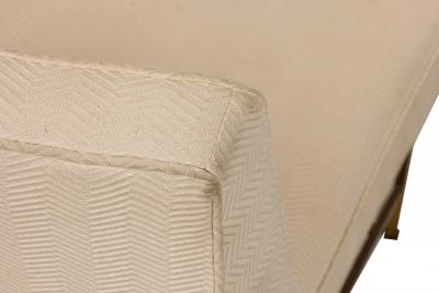 Harvey Probber Harvey Probber Beige Zig Zag Textured Upholstery and Brass Slipper Chairs