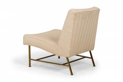 Harvey Probber Harvey Probber Beige Zig Zag Textured Upholstery and Brass Slipper Chairs