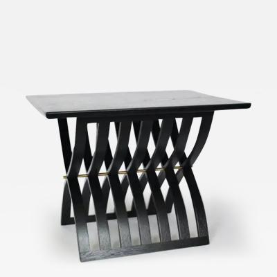 Harvey Probber Harvey Probber Black Enamel Curved Slat X Base End Table Circa 1960