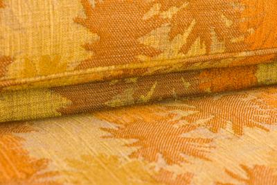 Harvey Probber Harvey Probber Gold and Orange Patterned Upholstered Sled Base Sofa