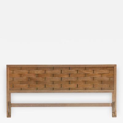 Harvey Probber Harvey Probber King Size Basket Weave Mahogany and Brass Headboard circa 1950s