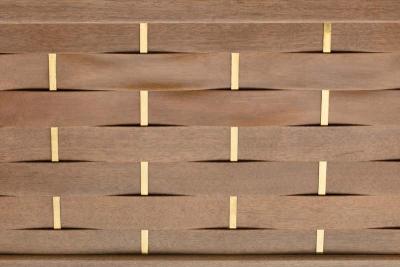 Harvey Probber Harvey Probber King Size Basket Weave Mahogany and Brass Headboard circa 1950s