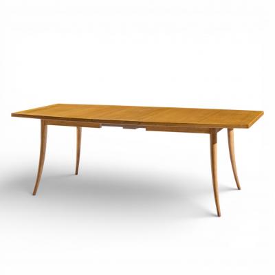 Harvey Probber Harvey Probber Mid Century Bleached Mahogany Saber Leg Dining Table with 1 Leaf